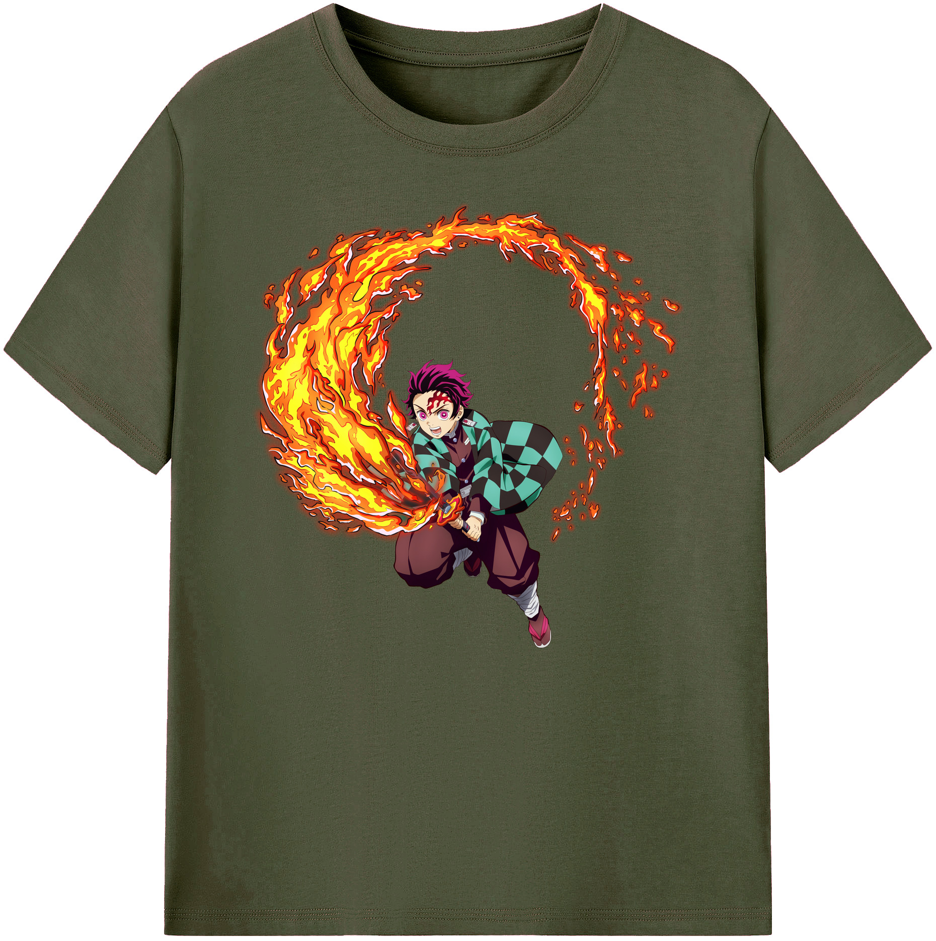 （画像用） 鬼滅の刃 竈門 炭治郎／かまど たんじろう Kamado Tanjirou 綿100％ メンズ半袖Tシャツ｜肌触りやわらか＆通気性